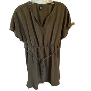 Shein Green Cap‎ Sleeve Front Tie Dress Womens Size M